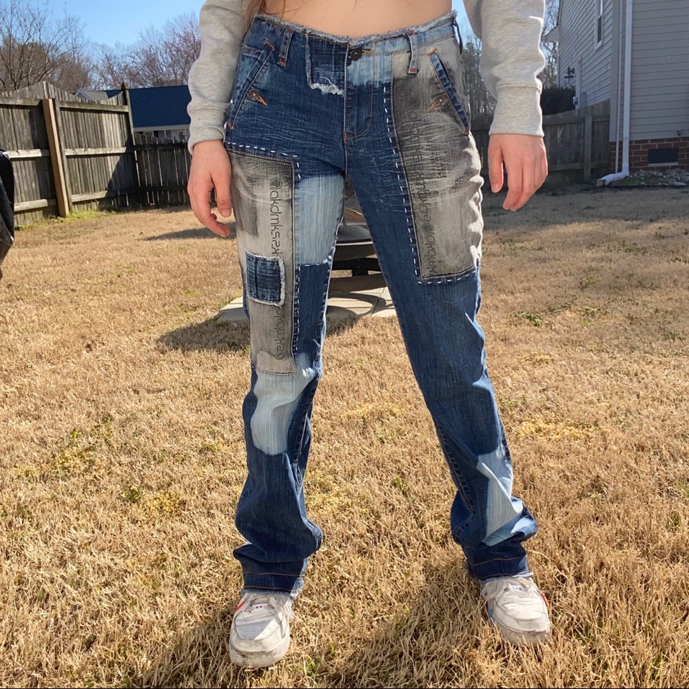 akdmks Low Rise Patchwork Jeans